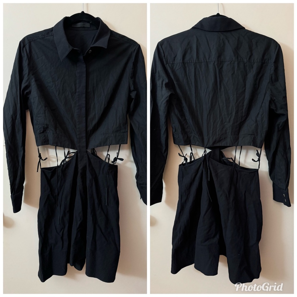 Alexander Wang Mini Shirt Dress Cut-out tied waist in Black
